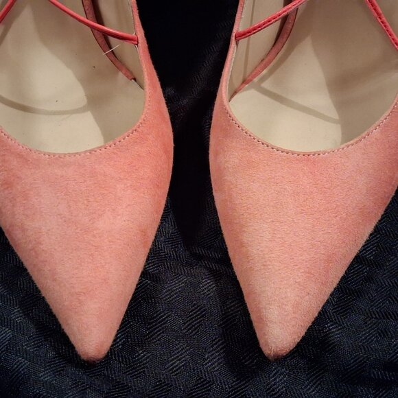 CLEF Women's Genuine Coral Orange Suede Leather Stiletto Pumps, Italy, sz 40.5 - Picture 5 of 15